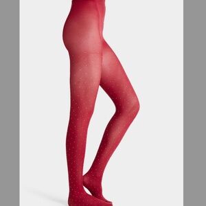 Burgundy and white pin dots sheer tights made in Italy NWT